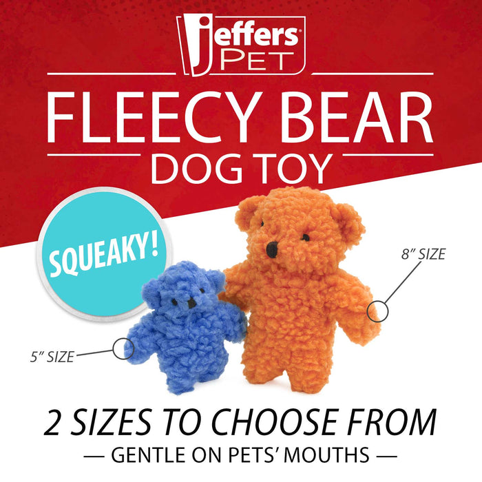 Jeffers Fleecy Bear Plush Squeaker Dog Toys - I7FA - 5" - Single - Assorted - 4