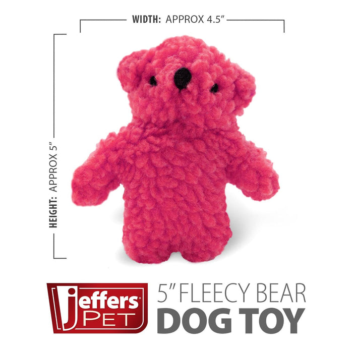 Jeffers Fleecy Bear Plush Squeaker Dog Toys - I7FA - 5" - Single - Assorted - 3