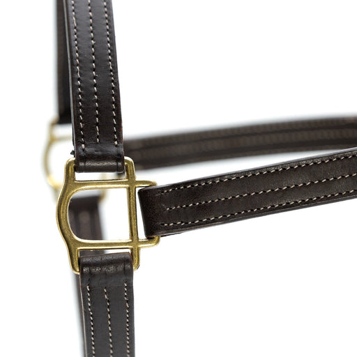 Jeffers Frankfort Triple Stitched Leather Horse Halter with Throat Snap, Adjustable, Breakaway - Ready, Premium Pre - Oiled Leather - JEF15S - Cob - Havana - 1 - 2