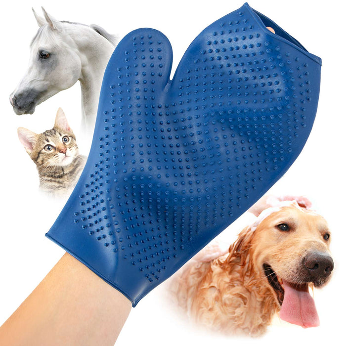 Jeffers GROOMIT - Rubber Grooming Glove for Animals - IAGH - Blue - 1