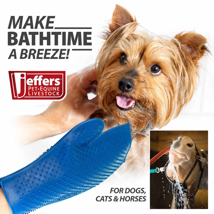 Jeffers GROOMIT - Rubber Grooming Glove for Animals - IAGH - Blue - 8