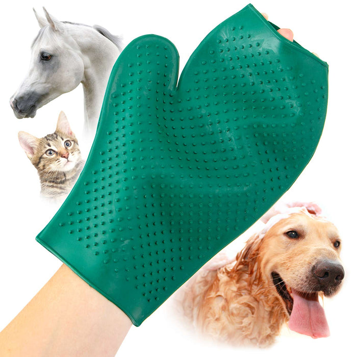 Jeffers GROOMIT - Rubber Grooming Glove for Animals - IAGJ - Dark Green - 13