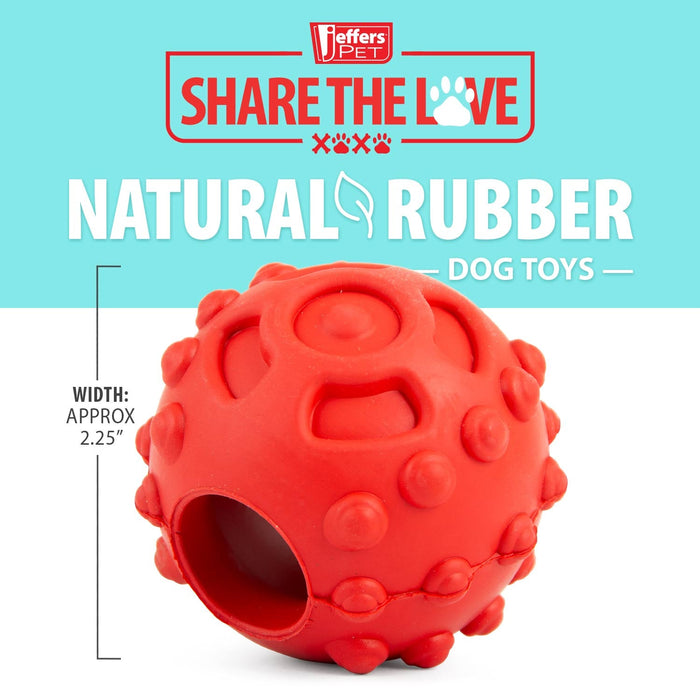Jeffers Hollow Red Knobby Ball Natural Rubber Dental Treat Dispensing Dog Chew Toy - I7Q1 - Red - Medium - 1 - 4