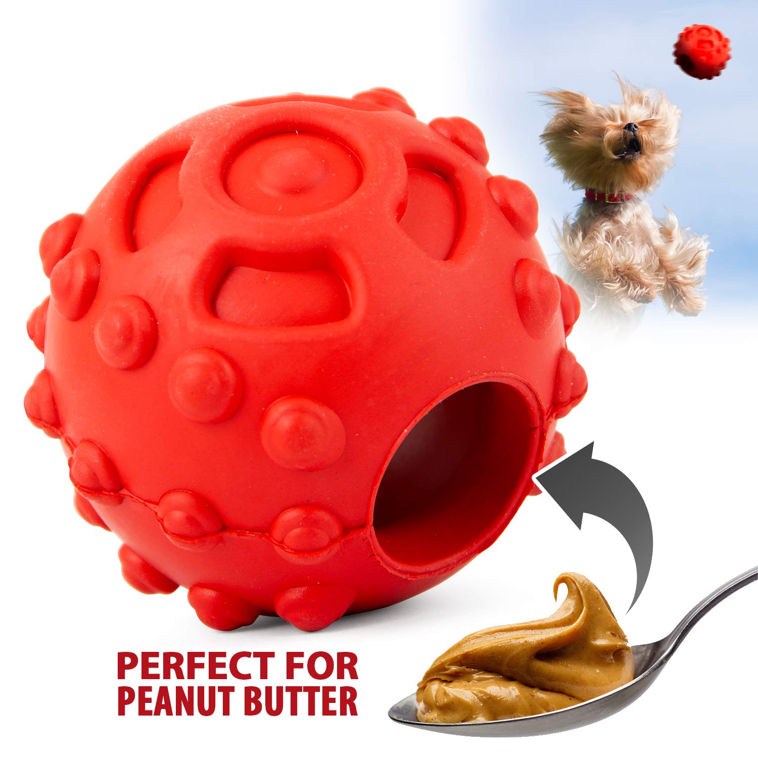 Jeffers Red Ball Hollow Dog Toy, Medium