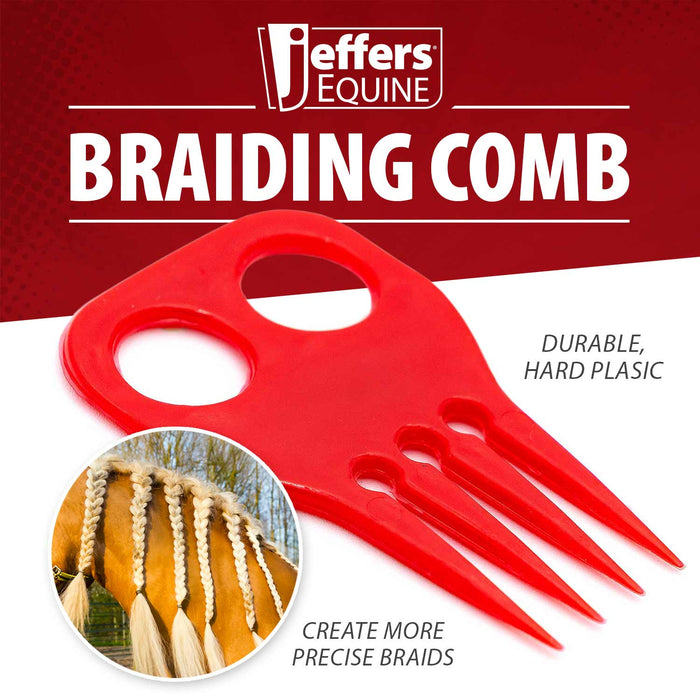 Jeffers Horse Braiding Comb – Durable Plastic Mane Braiding and Banding Tool - IACB - Assorted - 2