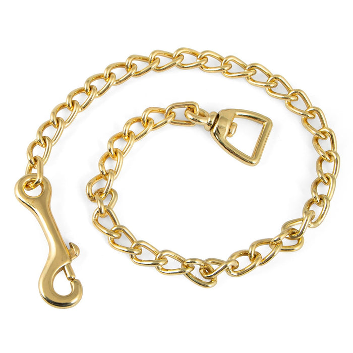 Jeffers Horse Lead Chain with Bolt Snap End & Square Eye Swivel End - IABF - 30" - Brass - plated - 2