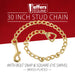 Jeffers Horse Lead Chain with Bolt Snap End & Square Eye Swivel End - IABF - 30" - Brass - plated - 7