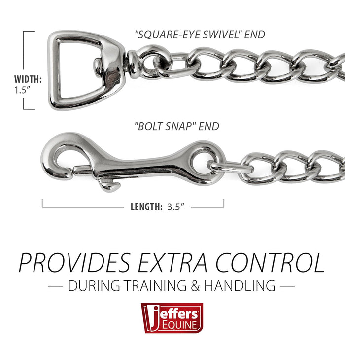 Jeffers Horse Lead Chain with Bolt Snap End & Square Eye Swivel End - IABF - 30" - Brass - plated - 4