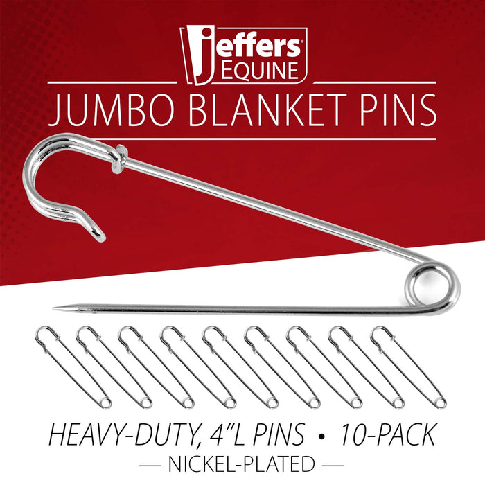 Jeffers Jumbo Multi - Purpose Blanket Pins, 10 - Pack - IABS - 10 ct - 4
