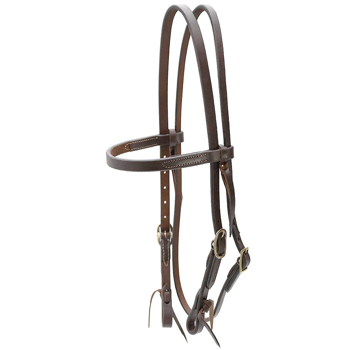 Jeffers LuxeLeather Heavy Oiled Browband Headstall with Water Tie Bit Ends for Horses - JEF13S - Heavy Oiled - Full - 1 - 1