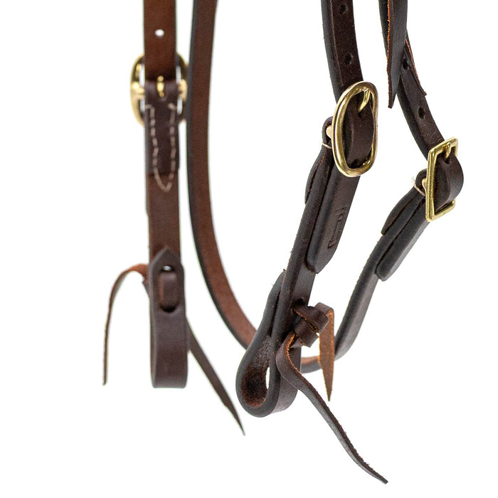 Jeffers LuxeLeather Heavy Oiled Browband Headstall with Water Tie Bit Ends for Horses - JEF13S - Heavy Oiled - Full - 1 - 3
