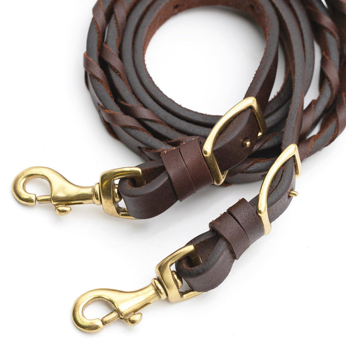 Jeffers LuxeLeather Heavy Oiled Laced Barrel Rein for Horses - JEF13H - Heavy Oiled - 3/4" x 7.5' - 1 - 5