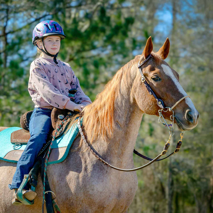 Jeffers LuxeLeather Heavy Oiled Laced Barrel Rein for Horses - JEF13H - Heavy Oiled - 3/4" x 7.5' - 1 - 2