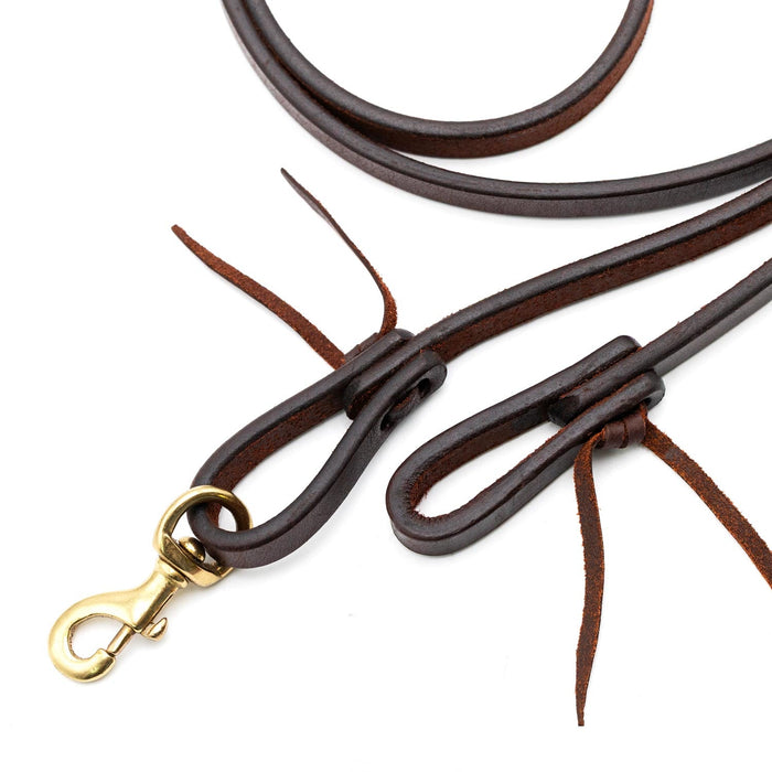 Jeffers LuxeLeather Heavy Oiled Roping Rein with Bolt Snap for Horses - JEF136 - Heavy Oiled - 5/8" x 8' - 1 - 3