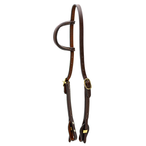 Jeffers LuxeLeather Heavy Oiled Sliding Ear Headstall with Quick Change Bit Ends for Horses - JEF13V - Heavy Oiled - Full - 1 - 1