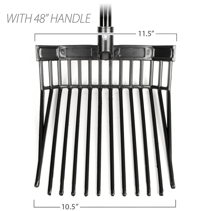 Jeffers Manure & Bedding Fork (& Replacement Heads) - IAE3 - Head with 48" Handle - Mini - 12 Tines - Each - 7