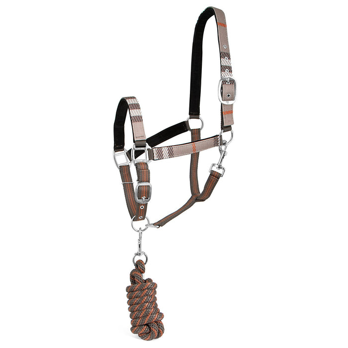 Jeffers Matching Horse Halter & Lead Rope 2 Piece Set, Full Size - GAG1SX - Plymouth Brown Plaid - Full - 37