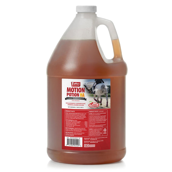 Jeffers Motion Potion Equine Joint Supplement Liquid with HA - JAXM4 - Cherry - 1 Gallon (up to 128 servings) - 6