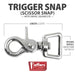 Jeffers Nickel - Plated Die Cast Trigger Snap (Scissor Snap) with Swivel Square Eye - IAC8 - 5/8" - Single - 3