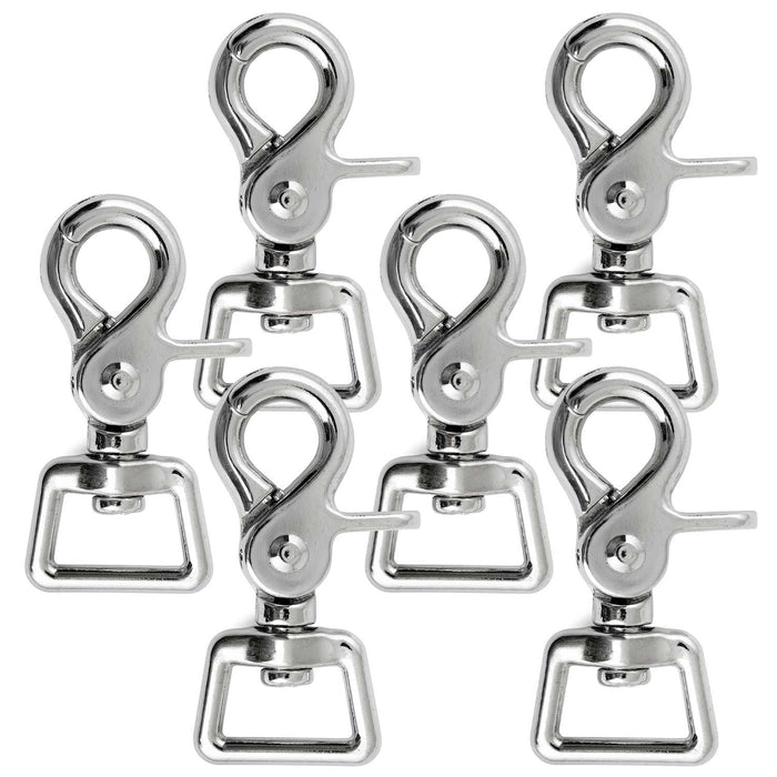 Jeffers Nickel - Plated Die Cast Trigger Snap (Scissor Snap) with Swivel Square Eye - IAC8-6 - 5/8" - 6 Pack - 7