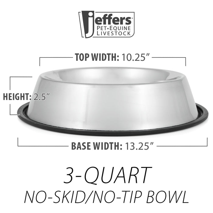 Jeffers No - Skid/No - Tip Stainless Steel Pet Bowls - G3N1 - 1 pint - 9