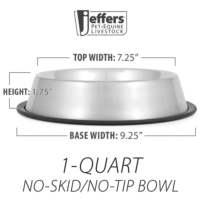 Jeffers No - Skid/No - Tip Stainless Steel Pet Bowls - G3N1 - 1 pint - 7