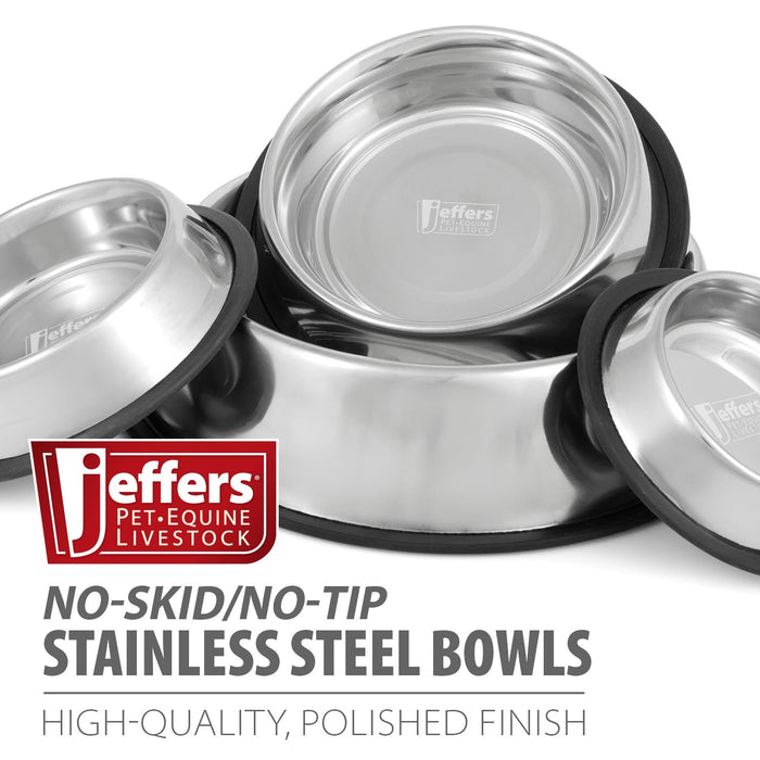 Jeffers No - Skid/No - Tip Stainless Steel Pet Bowls - G3N1 - 1 pint - 4