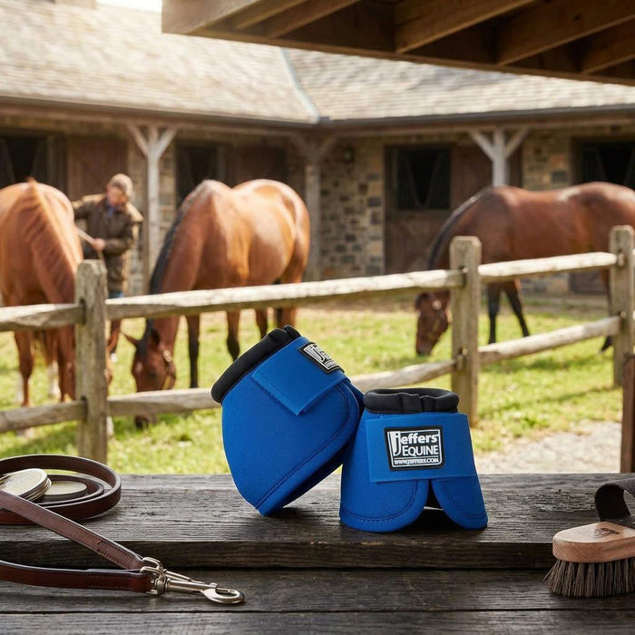 Jeffers No-Turn Bell Boots for Horses, Solid Colors, 2 Count - JEF2MK - Medium - Blue - 2 ct - 12
