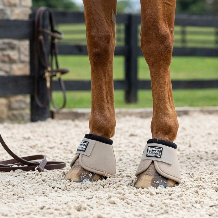 Jeffers No-Turn Bell Boots for Horses, Solid Colors, 2 Count - JEF2YD - Medium - Khaki - 2 ct - 36