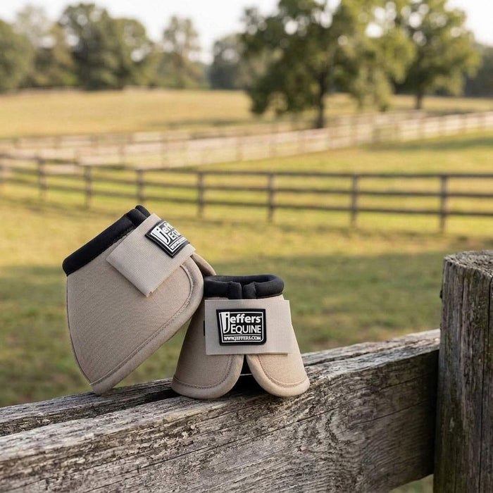 Jeffers No-Turn Bell Boots for Horses, Solid Colors, 2 Count - JEF2YD - Medium - Khaki - 2 ct - 38