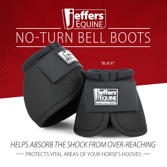 Jeffers No - Turn Bell Boots for Horses, Solid Colors, 2 ct - JEF2MD - Medium - Black - 2 ct - 2
