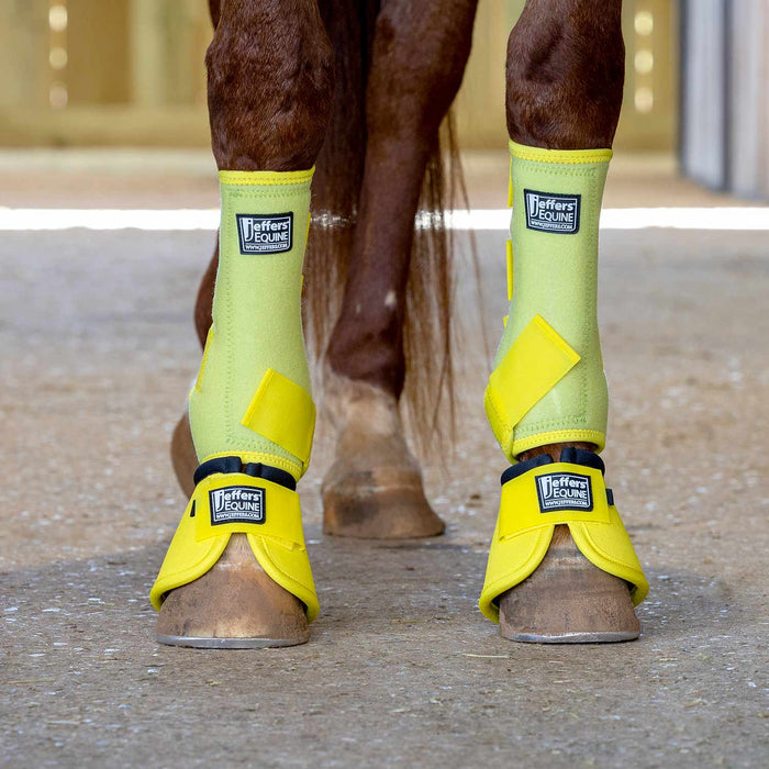 Jeffers No - Turn Bell Boots for Horses, Solid Colors, 2 ct - JEF2YF - Medium - Yellow - 2 ct - 32