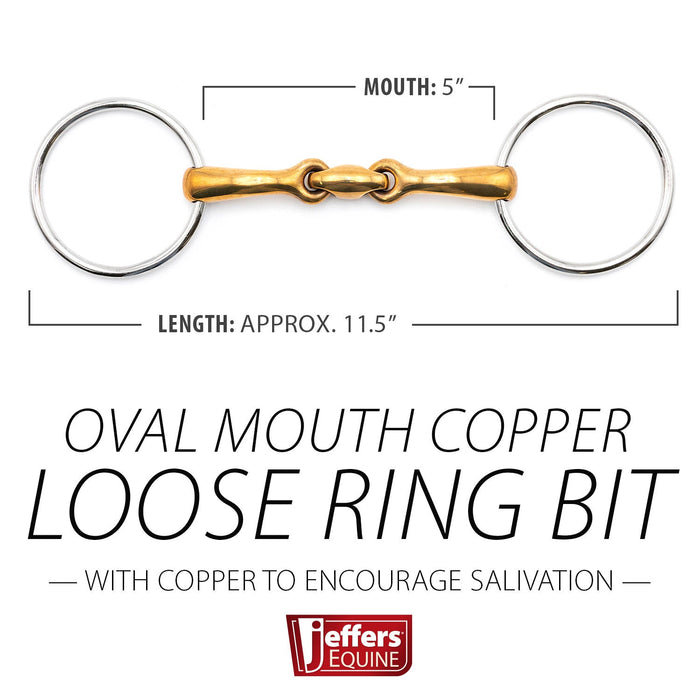 Jeffers Oval Mouth Copper Loose Ring Horse Bit, 5" - A8M1 - 3