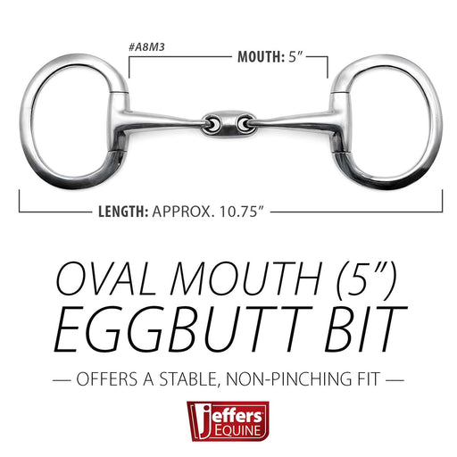 Jeffers Oval Mouth Eggbutt Horse Bit - A8M3 - 5 in - 2