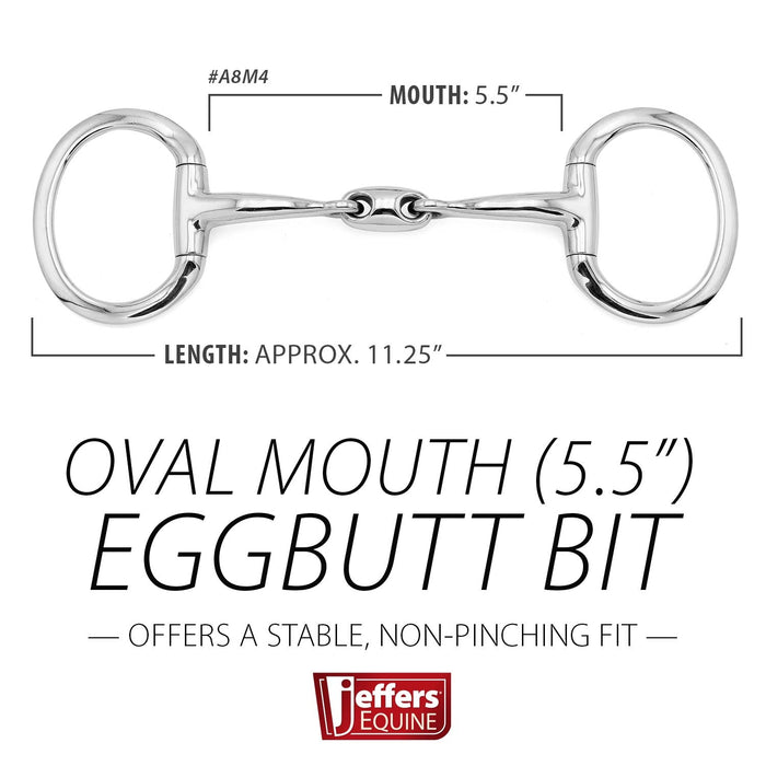 Jeffers Oval Mouth Eggbutt Horse Bit - A8M4 - 5.5 in - 8