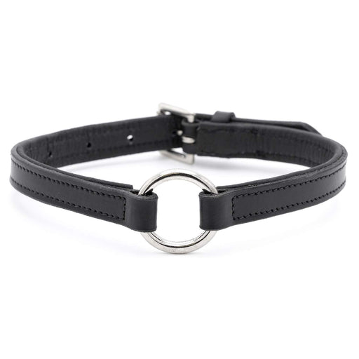 Jeffers Padded Black Leather Dog Collars with O - Ring and Nickel Hardware - I2DX - 5/8" x 12" - 1