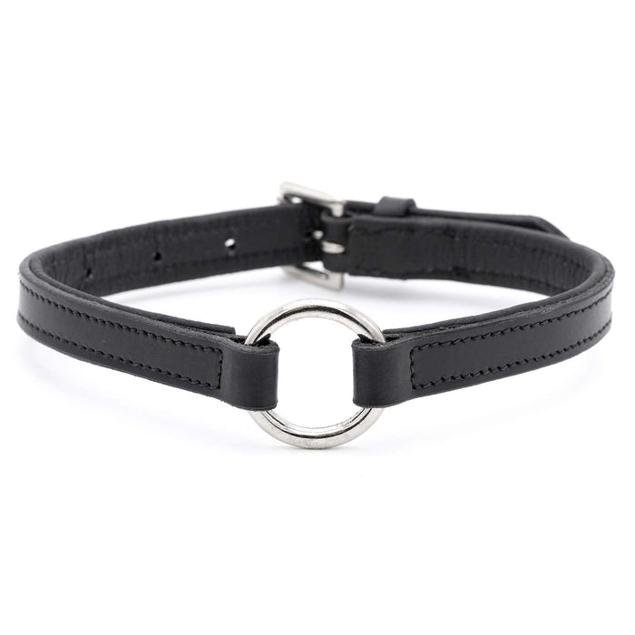 Jeffers Padded Black Leather Dog Collars with O - Ring and Nickel Hardware - I2DX - 5/8" x 12" - 1