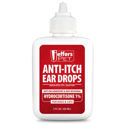 Jeffers Pet Anti - Itch Ear Drops with Hydrocortisone Ear Relief for Dogs & Cats - JEF2RH - 2 fl oz - 2