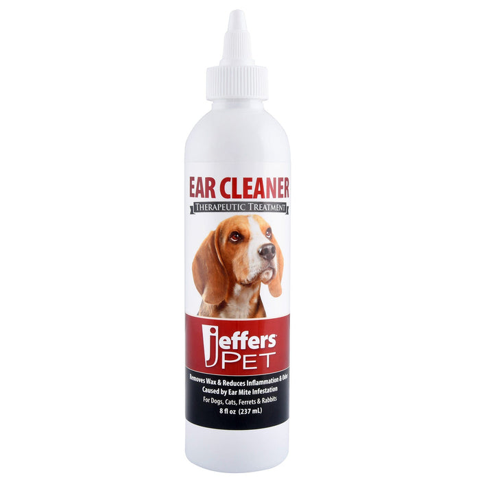 Jeffers Pet Ear Cleaner Solution for Dogs, Cats, Ferrets & Rabbits – Soothes, Cleans, and Deodorizes with Aloe Vera & Eucalyptus - TZEA - 8 oz - 1