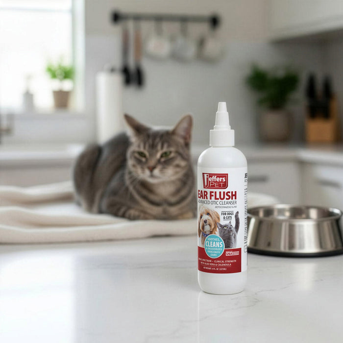 Jeffers Pet Ear Flush Advanced Ear Cleanser with Ketoconazole for Dogs & Cats - JEF2RG - 8 fl oz - 9
