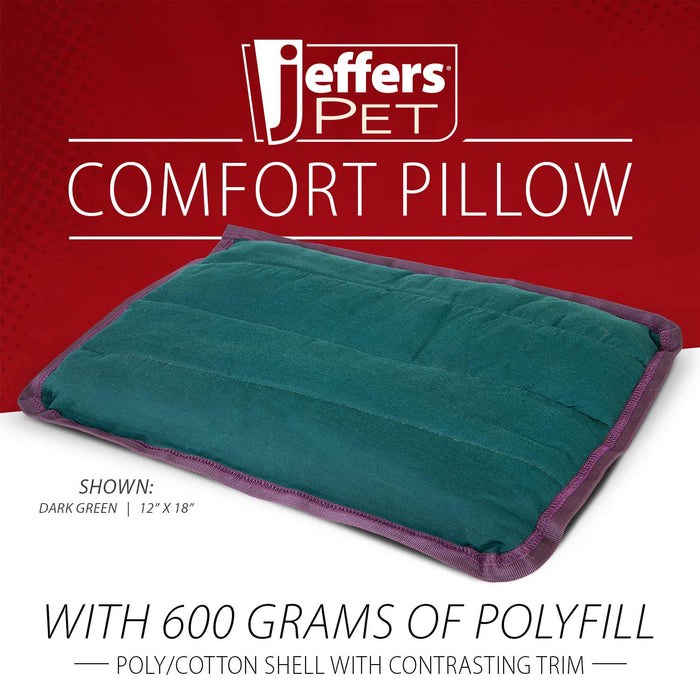 Jeffers Pet Washable Comfy Dog Pillow for Crates, Carriers, or Lounging - I2DF - 12" x 18" - Dark Green - 4