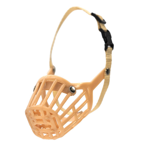 Jeffers Plastic Dog Muzzles with Nylon Web Adjustment Straps - IDM6 - Size 1 (7") - Tan - 1