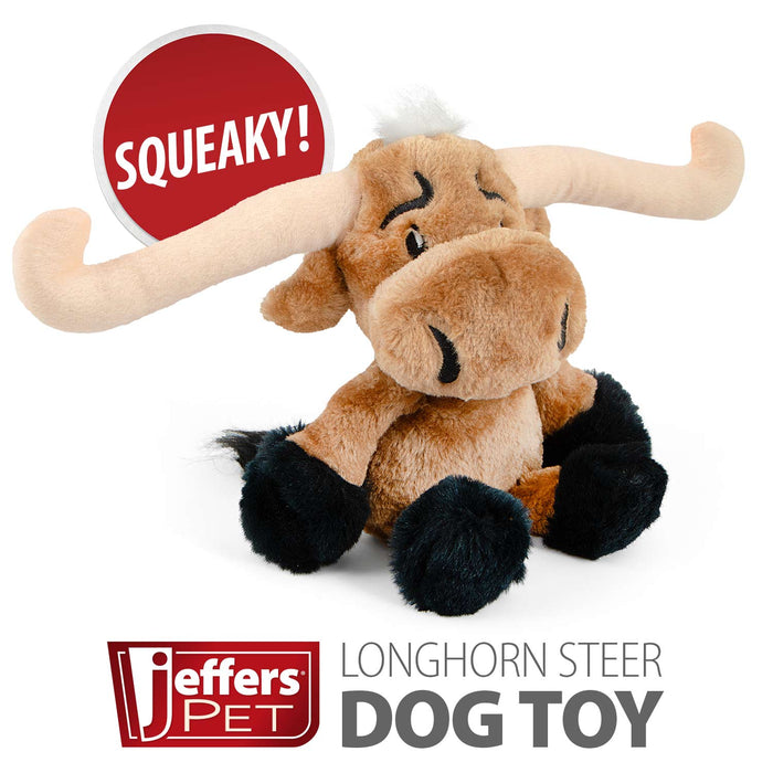 Jeffers Plush Longhorn Steer Squeaker Dog Toy, 8" - I7AC - 8" - 1 ct - 5