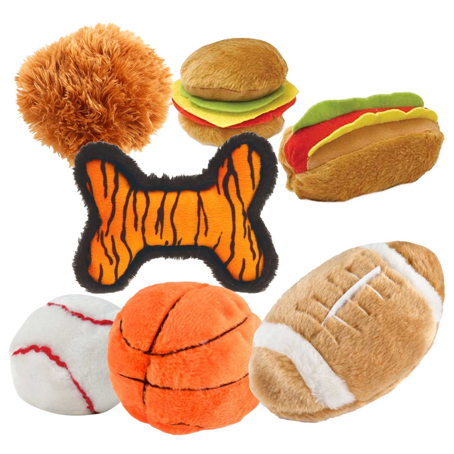 Jeffers Plush Dog Toys Shapes Share the Love, 7 piece Kit