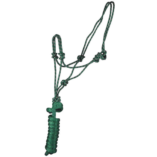 Jeffers Poly Braided Rope Horse Halter with Lead - 121R9 - Hunter/Tan - SIngle - 13
