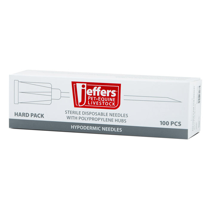 Jeffers Poly Hub Hypodermic Needles for Veterinary Use, Box of 100 - XQBN - 16ga x 1" - 10