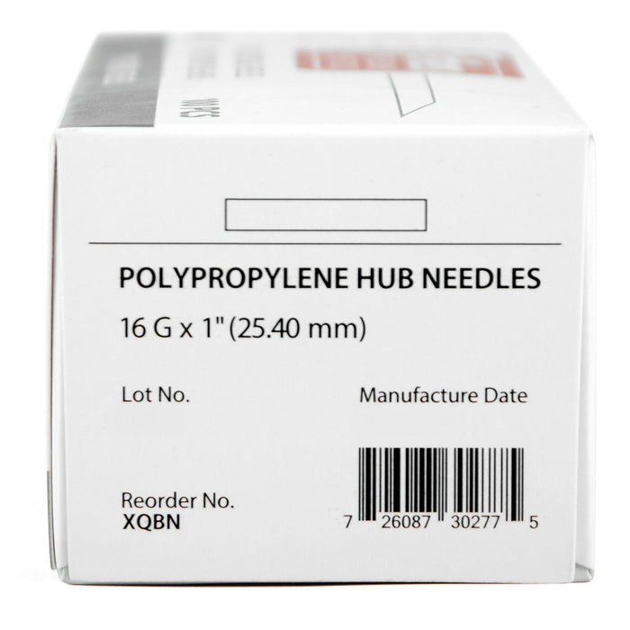Jeffers Poly Hub Hypodermic Needles for Veterinary Use, Box of 100 - XQBN - 16ga x 1" - 8