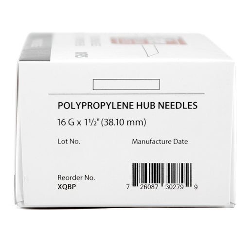 Jeffers Poly Hub Hypodermic Needles for Veterinary Use, Box of 100 - XQBP - 16ga x 1.5" - 11