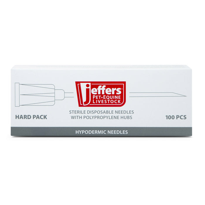 Jeffers Poly Hub Hypodermic Needles for Veterinary Use, Box of 100 - XQBP - 16ga x 1.5" - 12