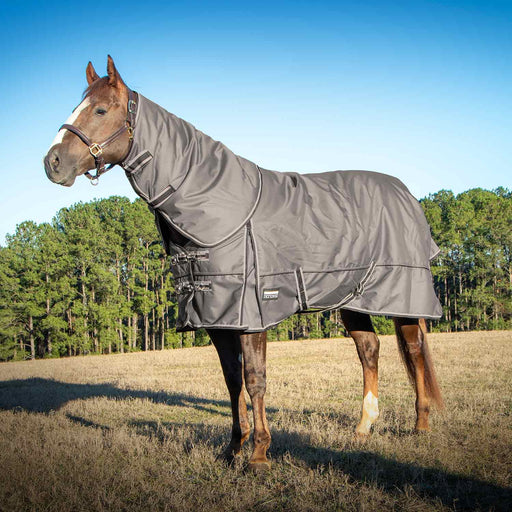 Jeffers Poplar Head Defense 1680 Denier Turnout Blanket with Detachable Neck, 240 Gram, Plymouth Brown - Jeffers - Horse Supplies > Horse Blankets & Sheets